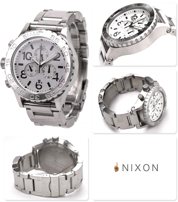 Nixon A037-100-00 นาฬิกา ชาย-หญิง Nixon รุ่น A037100, 42-20 Chrono Silver White Unisex Watch