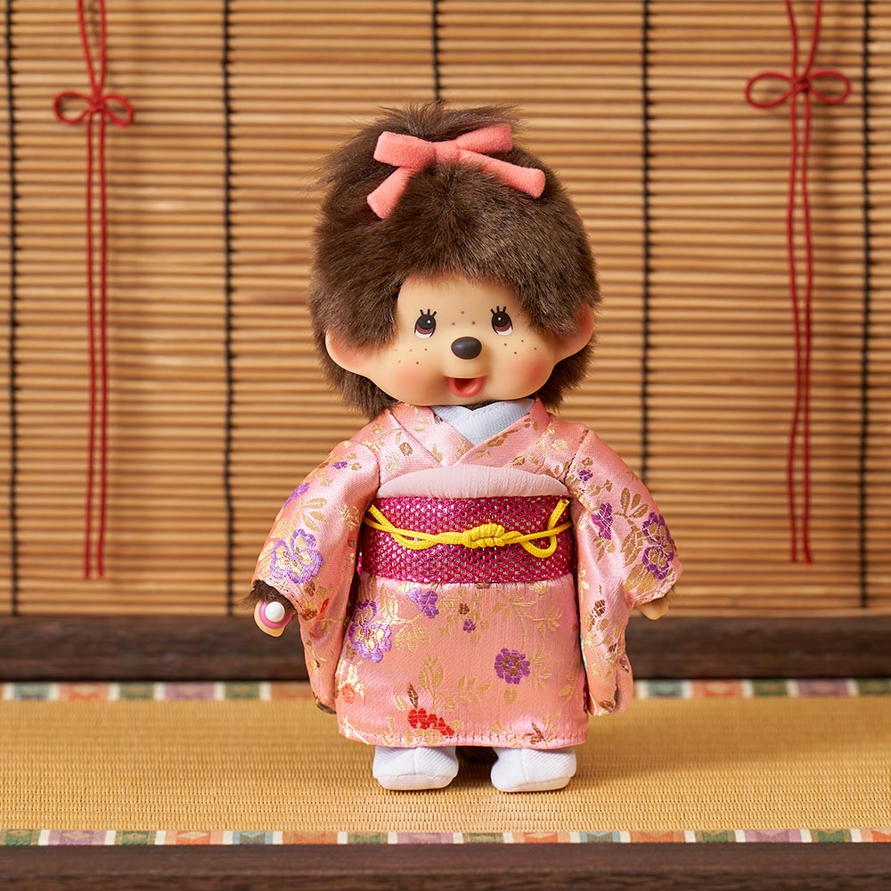 [PRE-ORDER] ตุ๊กตา ม่อนชิชิ กิโมโน สีชมพู Size S ม่อนชิชิจัง Monchhichi 14 x 8 x 21 cm นำเข้าจากญี่ปุ่น オリジナル お着物モンチッチ 女の子（ピンク） IPM-17-Z