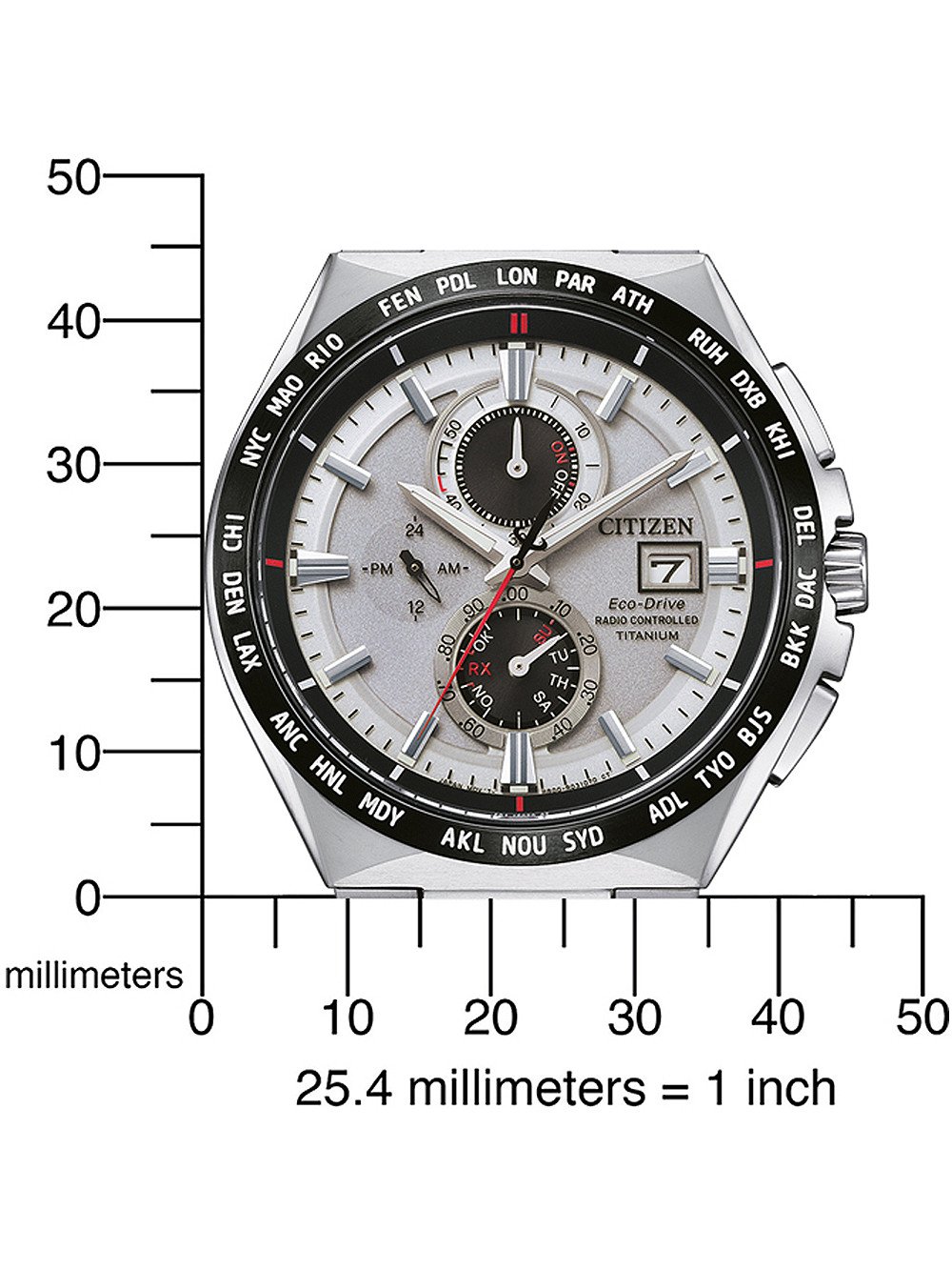 Citizen AT8234-85A นาฬิกาผู้ชาย Eco-Drive Radio Controlled Super Titanium Men's Watch