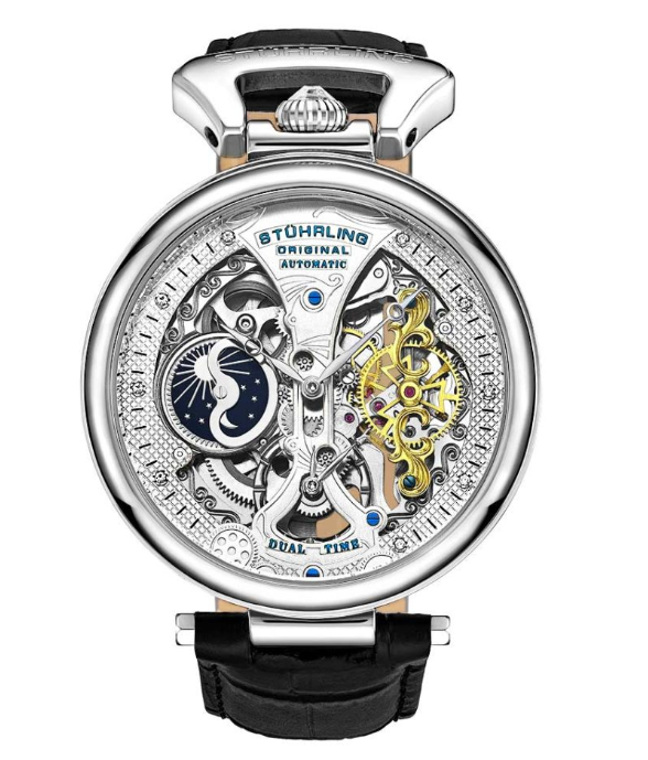 Stuhrling Original 3920.1 นาฬิกาผู้ชาย Emperor’s Grand DT Automatic Skeleton Men's Watch