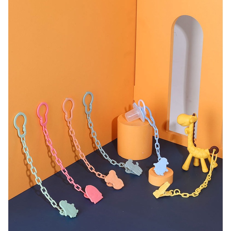 สายโซ่หนีบคล้องจุกหลอก สายโซ่คล้องยางกัด ยึดติดเสื้อเด็ก (BPA-Free)