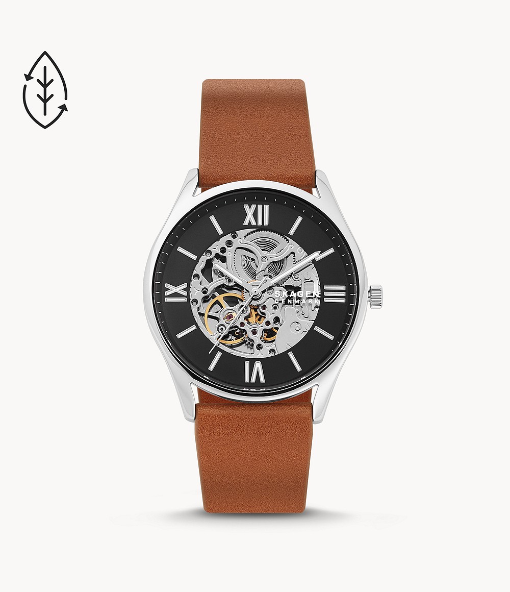 Skagen SKW6613 นาฬิกาผู้ชาย Holst Automatic Medium Brown Leather Men's Watch