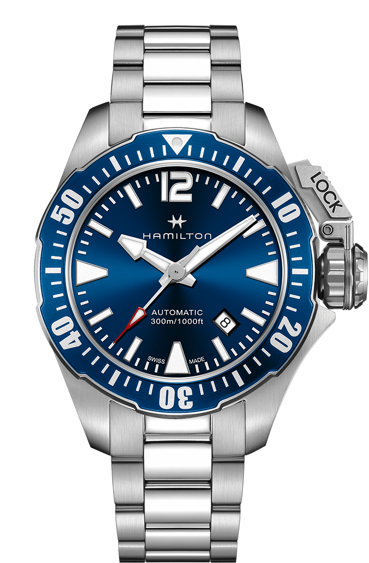 Hamilton H77705145 นาฬิกาผู้ชาย Hamilton รุ่น H77705145, Khaki Navy Frogman Automatic Men's Watch