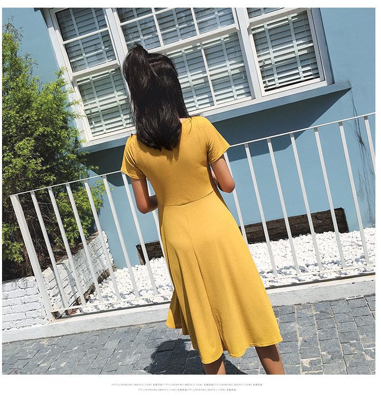 เดรสคนท้องแฟชั่นแขนสั้น เชือกผูกที่คอ แบบน่ารักมากค่ะ ผ้าลายตรง ผ้าทิ้งตัวสวย M L XL,XXL