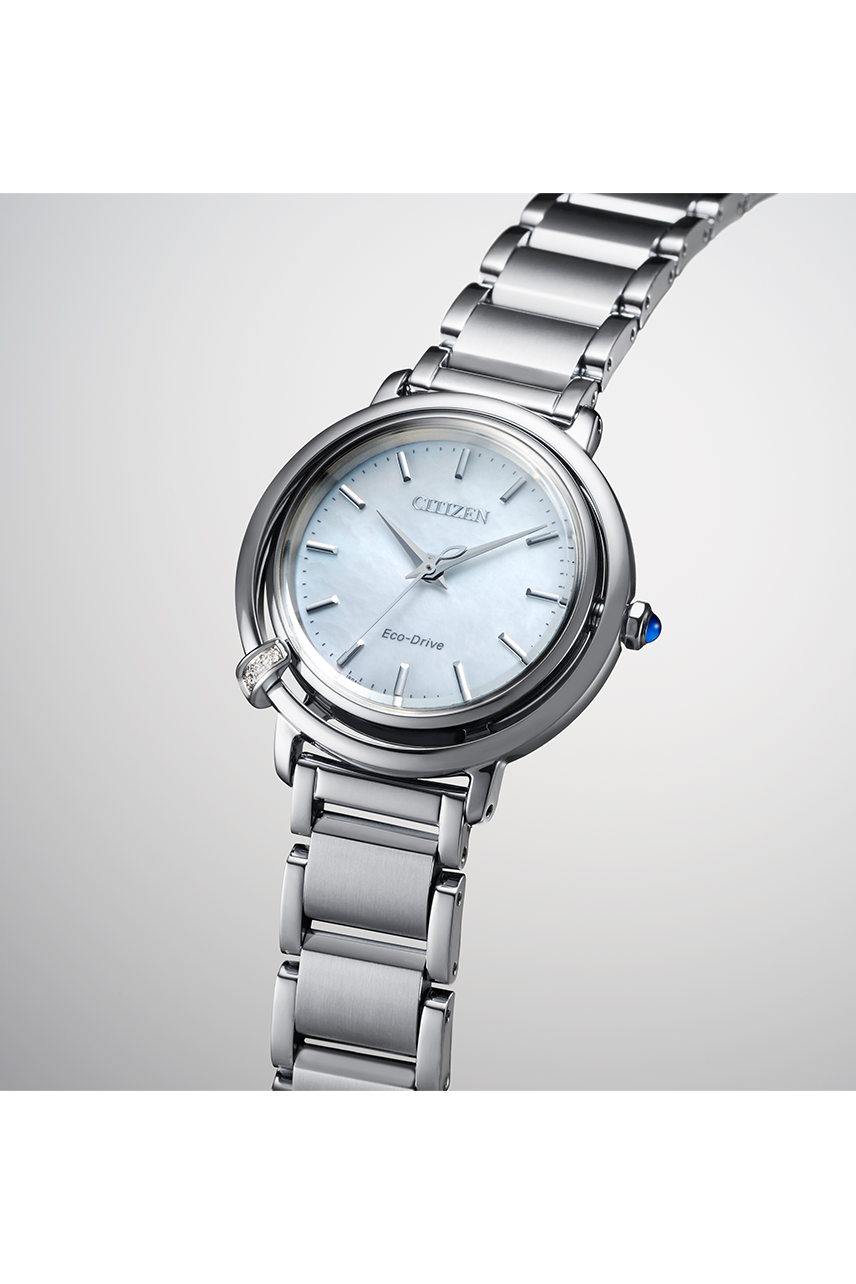 Citizen EM1090-60D นาฬิกาผู้หญิง Eco-Drive Diamond 3 Pcs Women's Watch + Black Apple Leather Strap