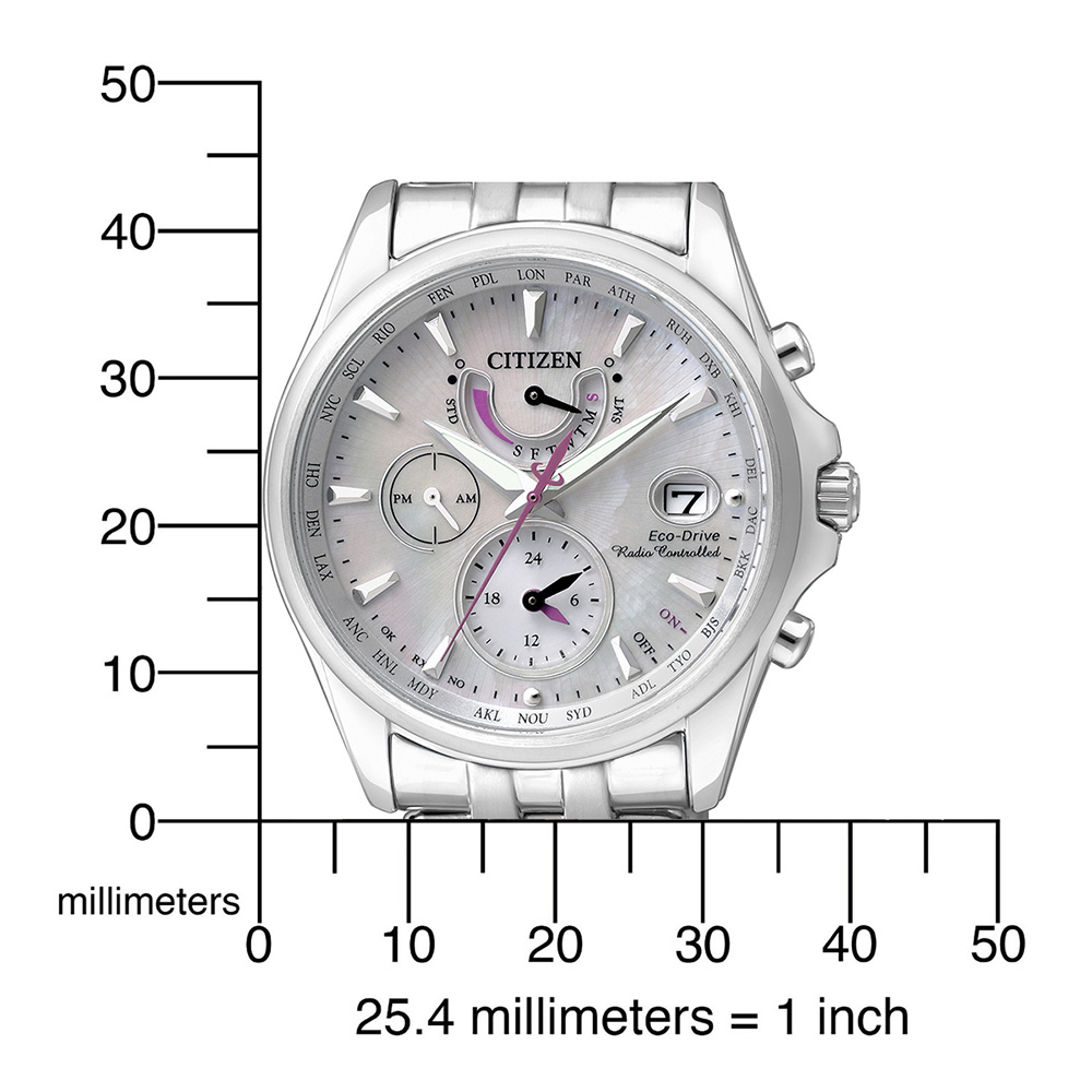 Citizen FC0010-55D นาฬิกาข้อมือผู้หญิง Eco-Drive Global Radio Controlled AT World Time Women's Watch