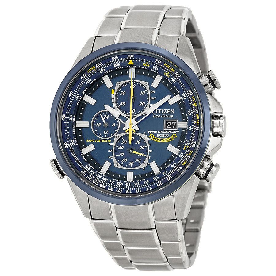 Citizen AT8020-54L นาฬิกาข้อมือผู้ชาย Eco-Drive Global Radio Chrono Blue Angels Pilots Men's Watch