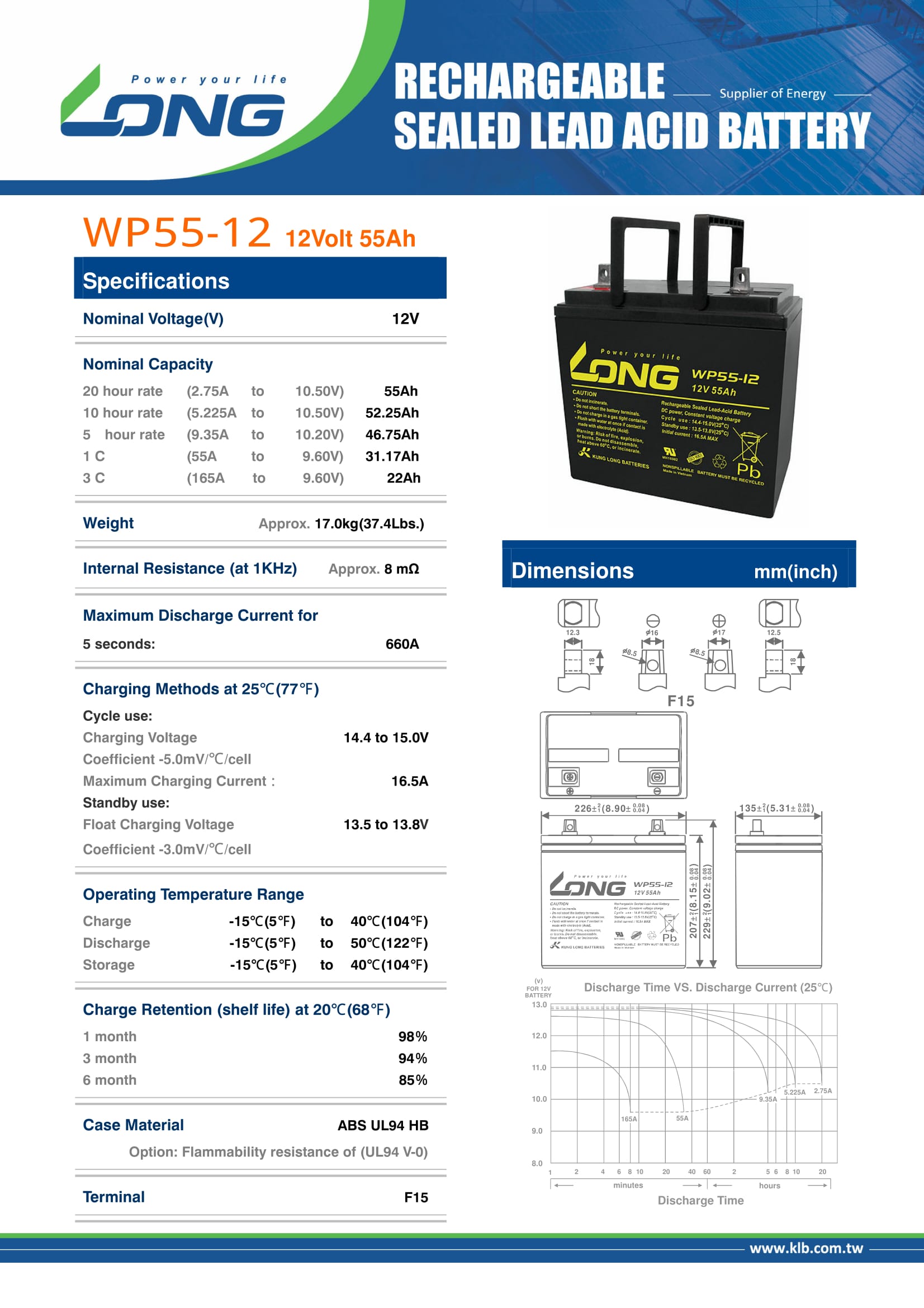 12V 55AH LONG