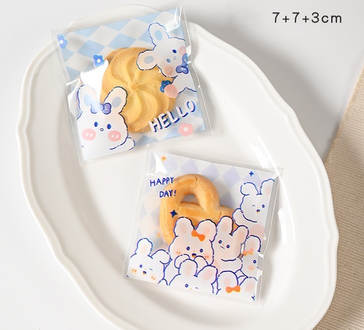 ถุงคุ๊กกี้ ฝากาว ขนาด 7x7 ซม.(ลายพิเศษสุด) จำนวน 95-100 ชิ้นต่อแพ็ค ชุดที่ 2/2