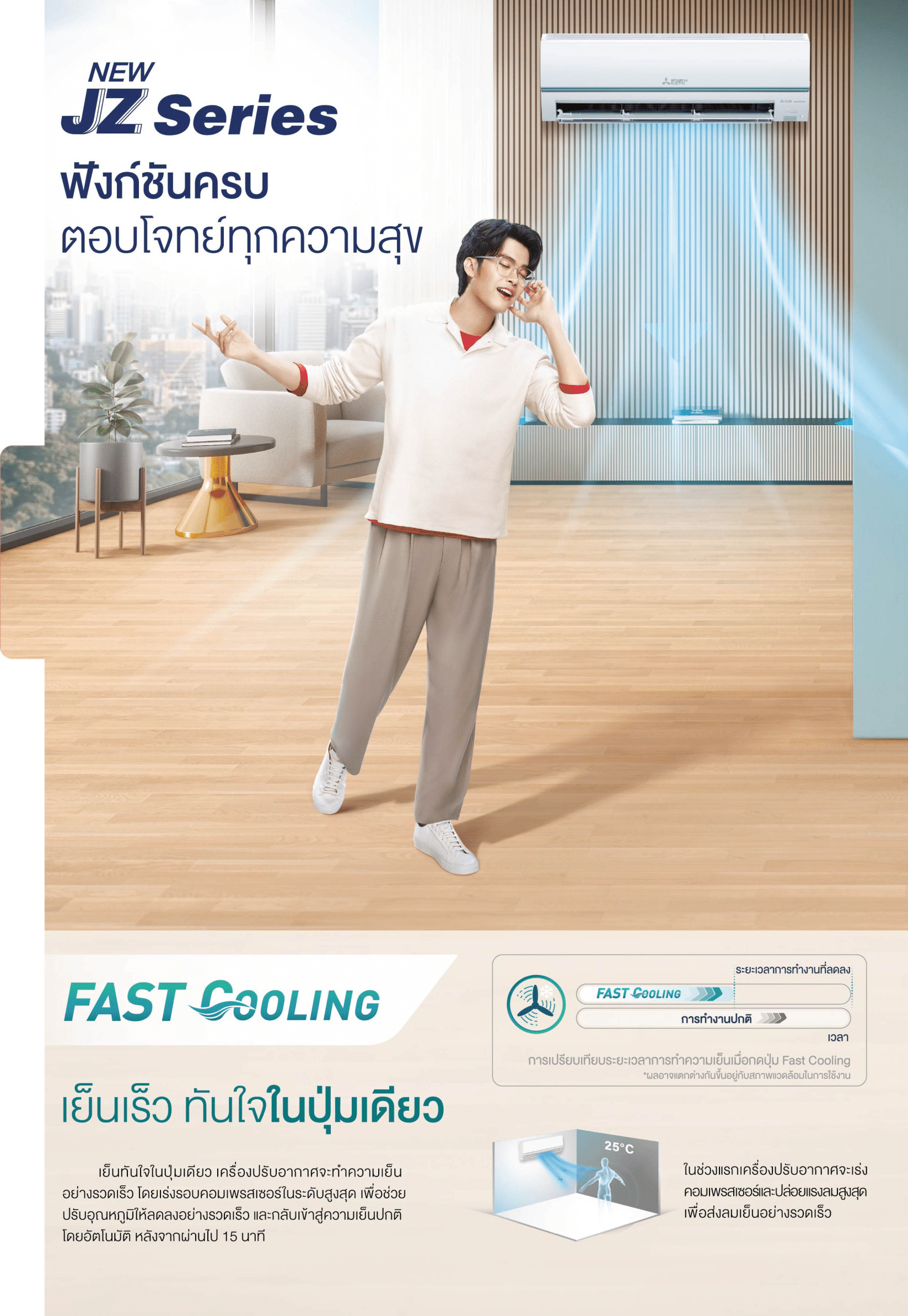 แอร์ MITSUBISHI ELECTRIC แบบติดผนัง ขนาด 9,554 BTU รุ่น MSY-JZ09VF(INVERTER) (STANDARD INVERTER)