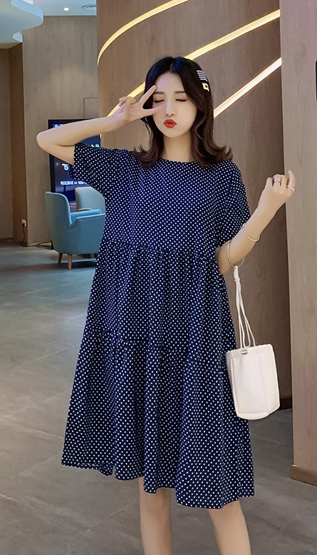 เดรสคลุมท้องแฟชั่น ผ้าชีฟองเนื้อดีมาก มีโบว์ผูกด้านหลัง น่ารัก สีสวย รอบท้องใหญ่ใส่ได้ถึงคลอด M L XL XXL