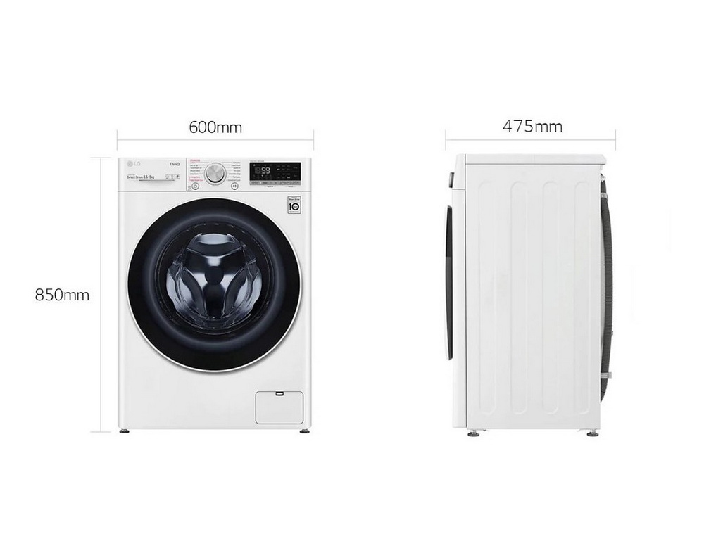 [ผ่อน0% 10ด] LG เครื่องซักผ้า ซัก 8.5 อบ 5 กก. FV1485D4W Inverter Direct Drive (ชลบุรี ส่งฟรี)