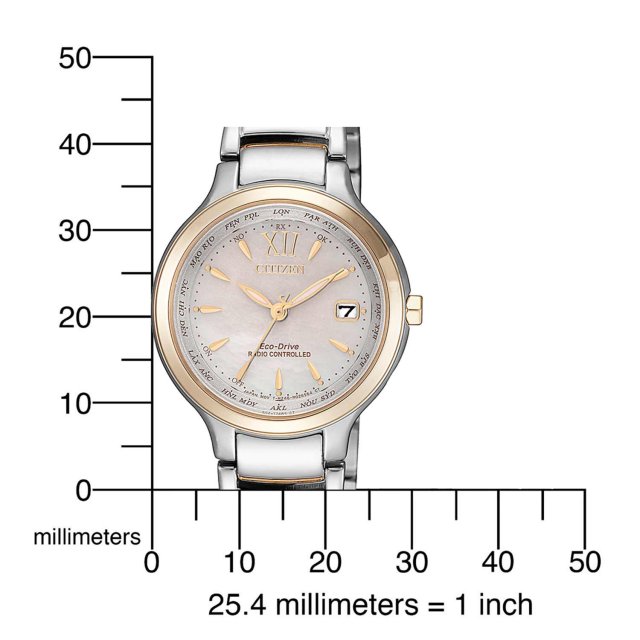 Citizen EC1174-84D นาฬิกาผู้หญิง Eco-Drive Radio controlled Perpetual Calender World Time Women's Watch