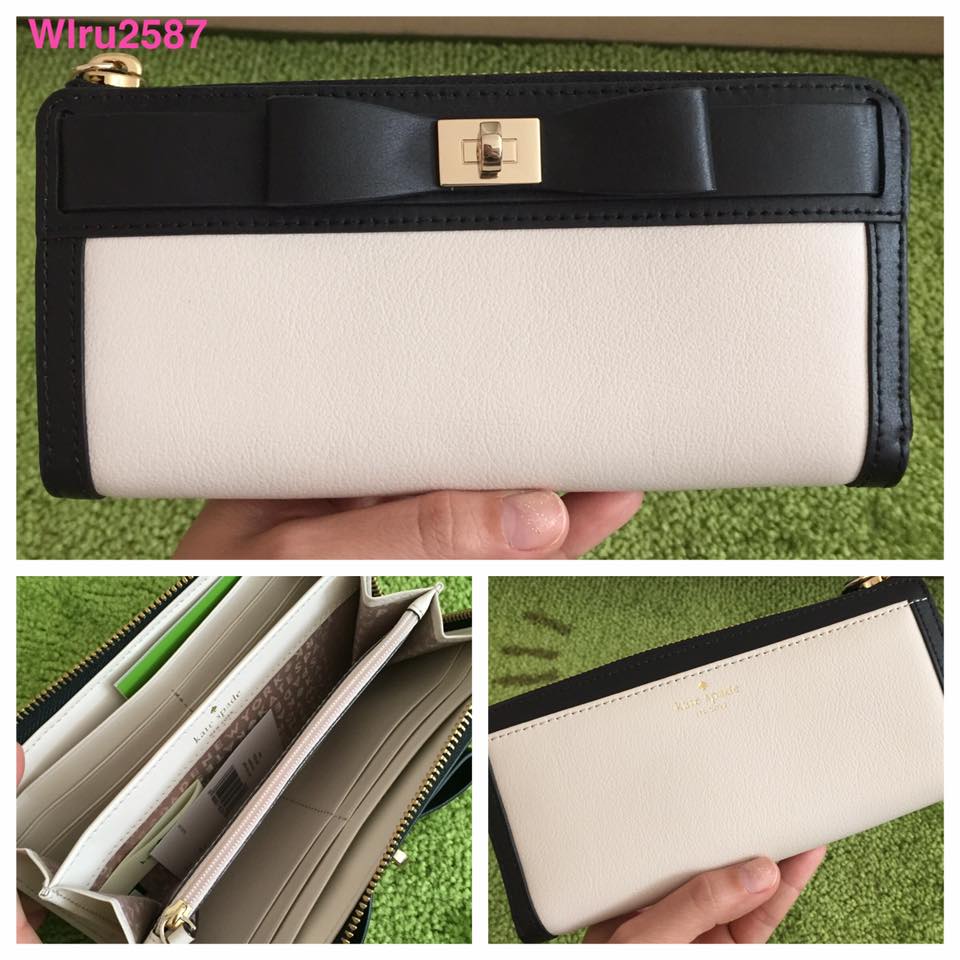 กระเป๋าสตางค์ KATE SPADE WLRU2587 MAYFAIR DRIVE NISHA INDIGO WALLET BLACK &WHITE ของแท้