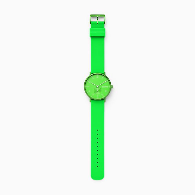 Skagen SKW6556 นาฬิกาผู้ชาย Aaren Kulor Neon Green Silicone Quartz Men's Watch