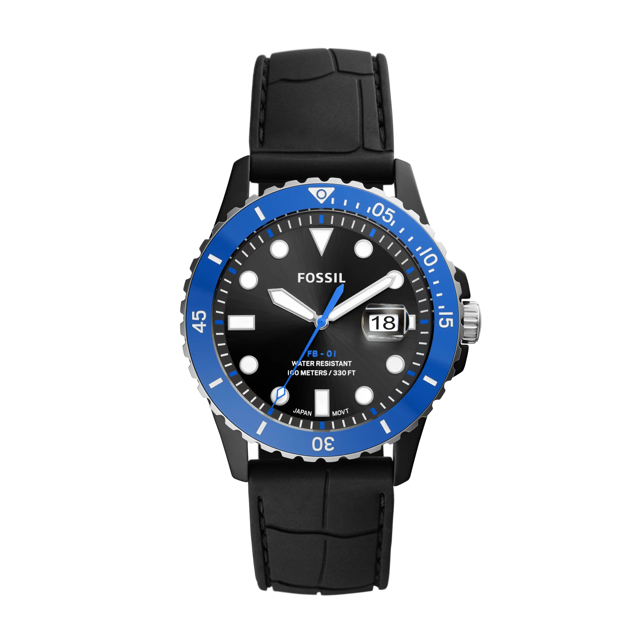 Fossil CE5023 นาฬิกาผู้ชาย FB-01 Three-Hand Date Black Silicone Quartz Men's Watch