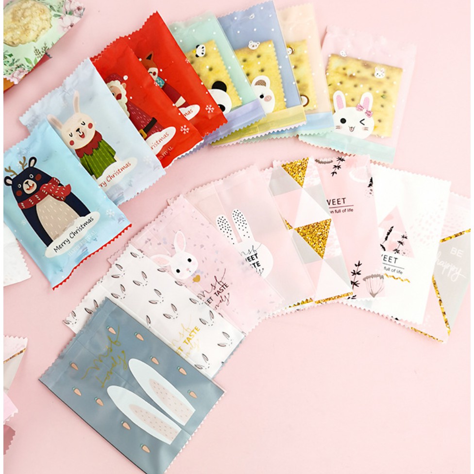 ถุงซีล ใส่ขนม คุกกี้ ลูกอม ขนาด 7x9.5-10 ซม. จำนวน 97-100 ใบ/แพ็ค ชุดที่ 2/4