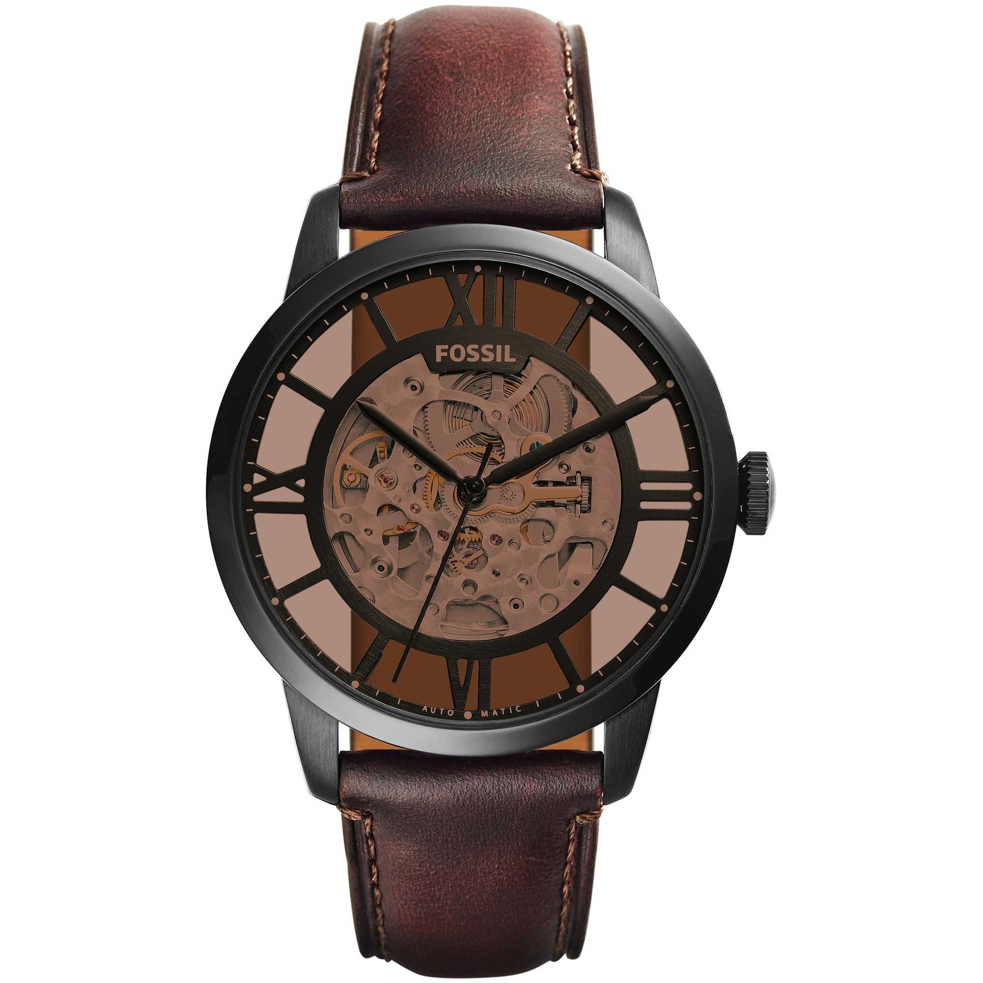 Fossil ME3098 นาฬิกาผู้ชาย Fossil Townsman Automatic Dark Brown Men's Watch