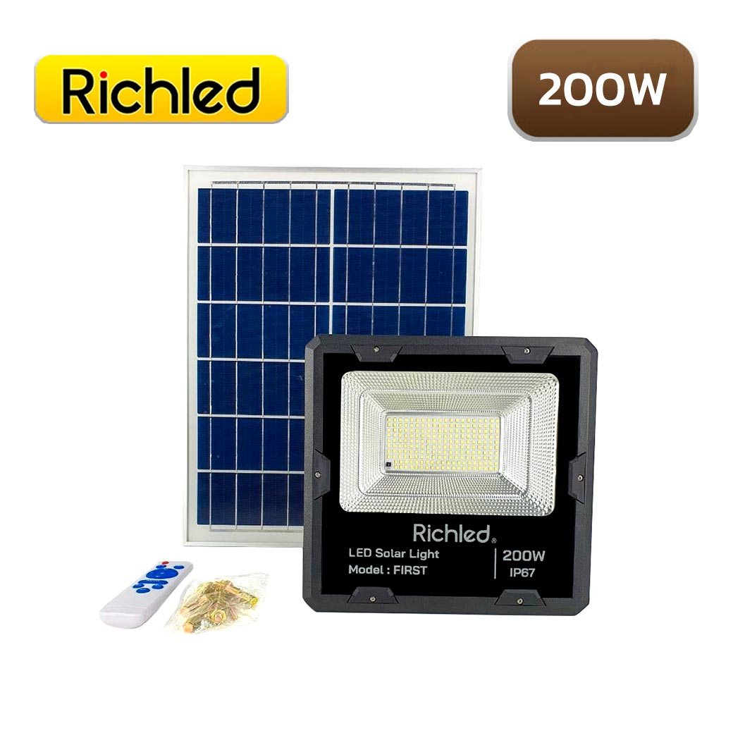 โคมฟลัดไลท์โซล่า 200w ENRICH FIRST แสงขาว