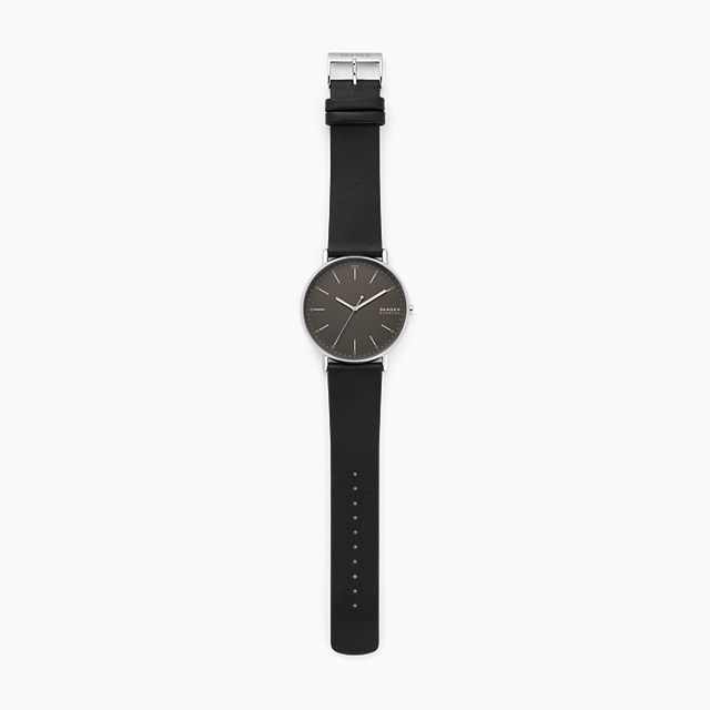 Skagen SKW6528 นาฬิกาผู้ชาย Signatur Black Leather Quartz Men's Watch