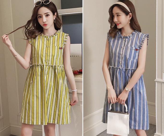 ชุดคลุมท้อง แขนกุด กระดุมเปิดให้นมได้ ลายสวย ผ้าเนื้อดี มาพร้อมเข็มกลัดหัวใจ M,L,XL,XXL