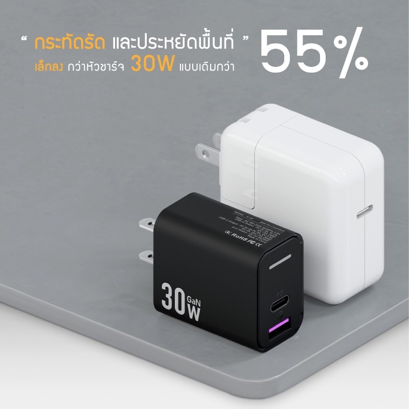 Enyx A4X 1USB/1PD หัวชาร์จแบบชาร์จด่วน 30W GAN Fast charge