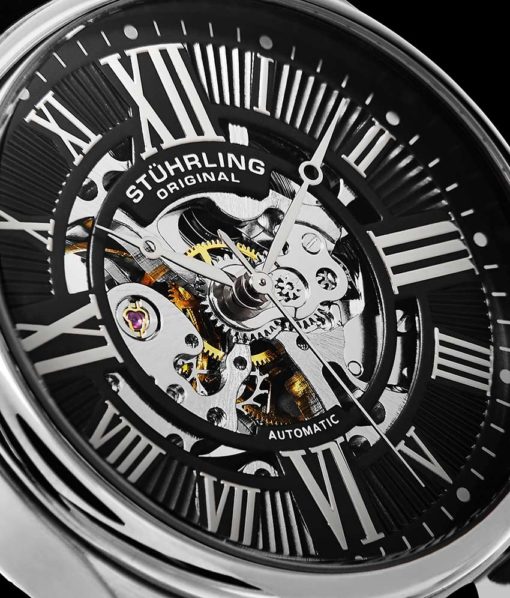 Stuhrling Original 747.02 นาฬิกาผู้ชาย Stuhrling Original รุ่น 747.02, Atrium Automatic Skeleton Leather Strap Men's Watch