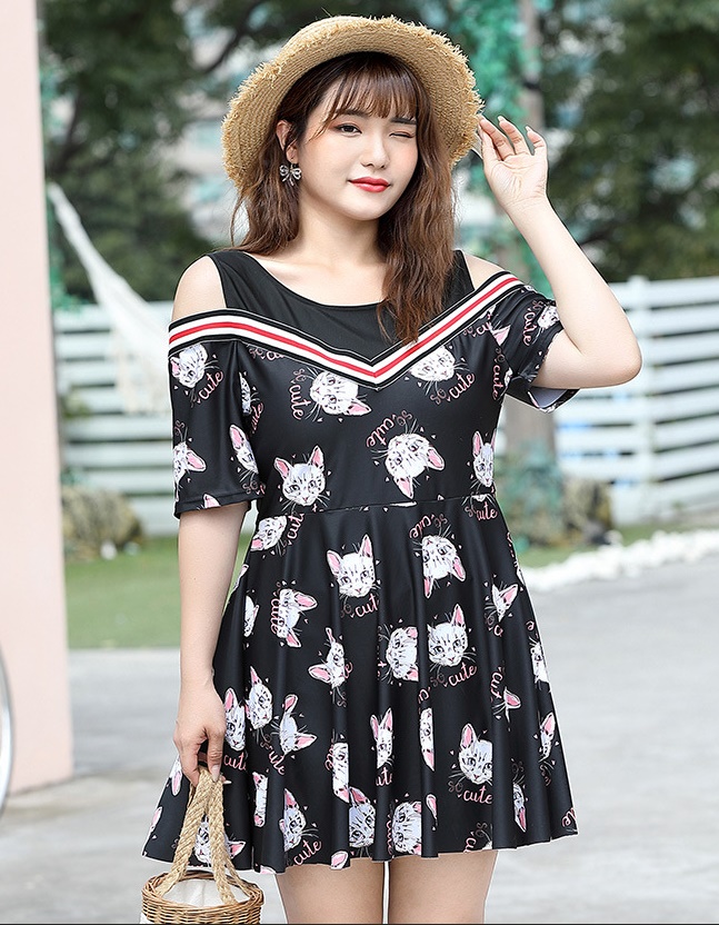 ชุดว่ายน้ำคนอ้วน วันพีช พร้อมส่ง :ชุดว่ายน้ำไซส์ใหญ่สีดำแต่งลายแมวเว้าไหล่ มีกางเกงขาสั้นใส่ด้านในแบบสวยน่ารักมากๆจ้า :7xl รอบอก48 - 58 นิ้ว เอว 44 - 54 นิ้ว สะโพก 46 - 58 นิ้ว // 9xl รอบอก56 - 68 นิ้ว เอว50 - 64 นิ้ว สะโพก 50 - 66 นิ้ว