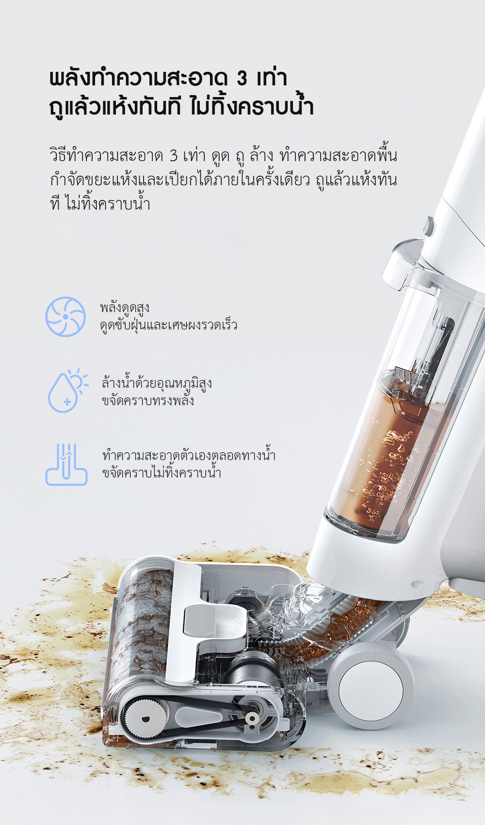 Xiaomi High Temperature Wireless Floor Scrubber - ไม้ขัดพื้นแบบร้อนไร้สายเสี่ยวหมี่ (แถมหัวแปลง)