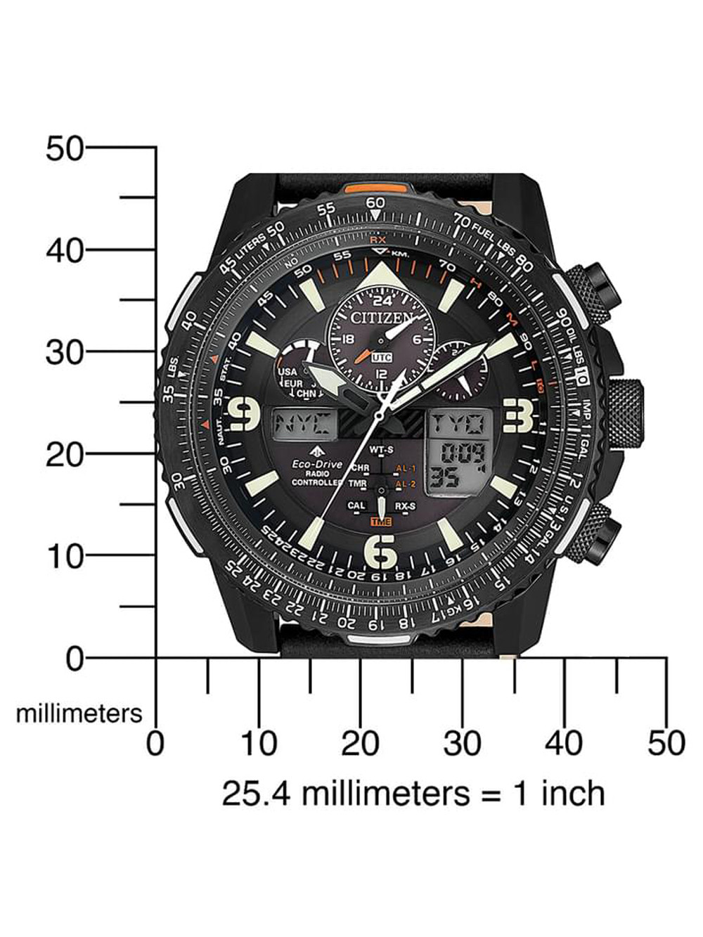 Citizen JY8085-14H นาฬิกาผู้ชาย Eco-Drive Promaster Sky Radio Controlled World Time Perpetual Calendar Chronograph Men's Watch