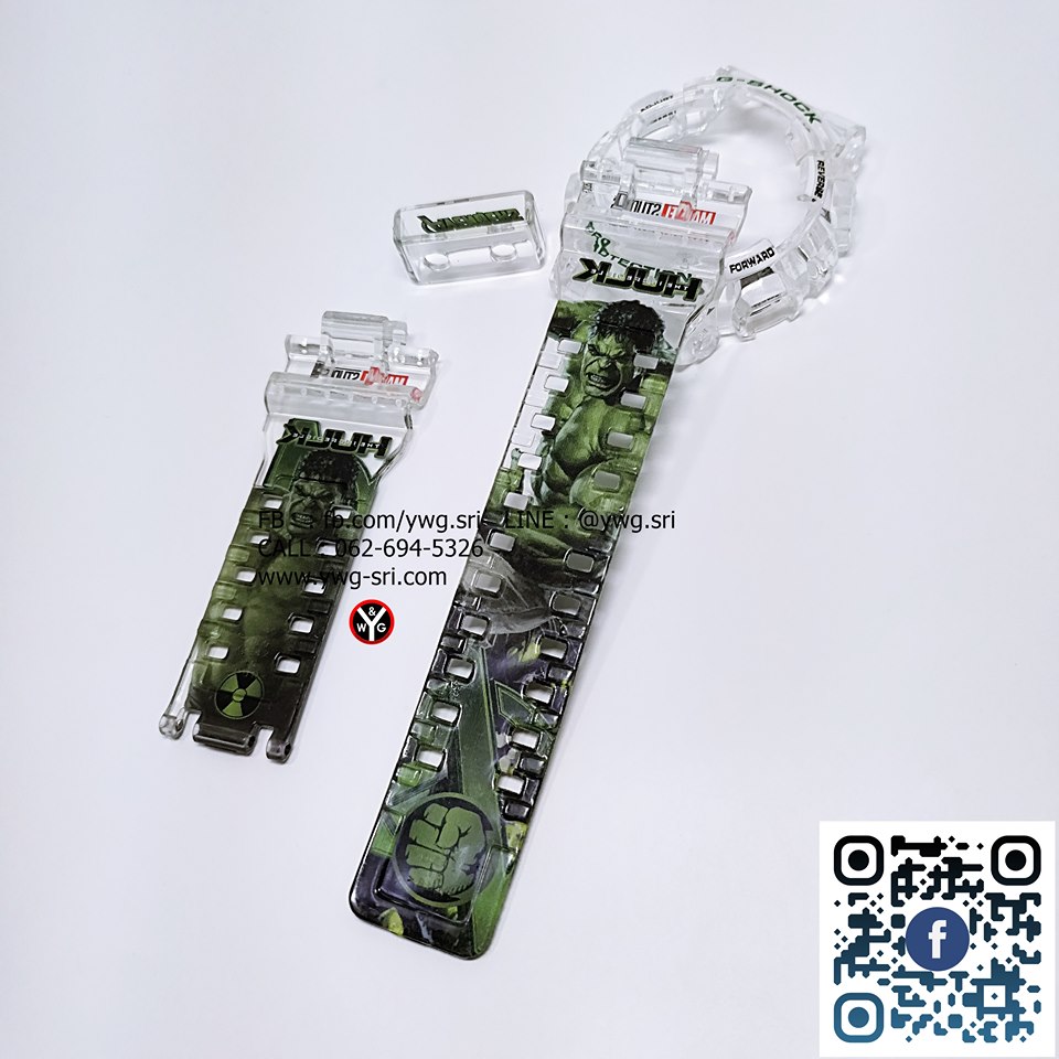 กรอบสาย G-SHOCK ใสไม่แท้ สกรีนลาย HULK ใส่ได้รับรุ่น GA-100 ,GA-110 ,GA-120 ,GD-100 ,GD-120