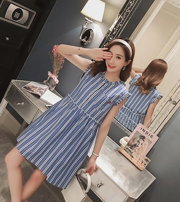 ชุดคลุมท้อง แขนกุด กระดุมเปิดให้นมได้ ลายสวย ผ้าเนื้อดี มาพร้อมเข็มกลัดหัวใจ M,L,XL,XXL