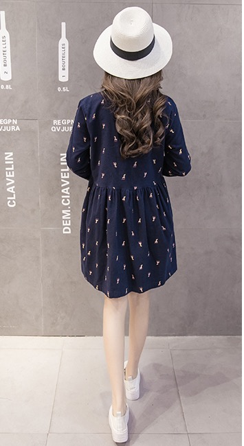 ชุดคลุมท้องแฟชั่นเกาหลี คอปกแขนยาว ลายยีราฟ กระดุมเปิดได้ M L XL XXL