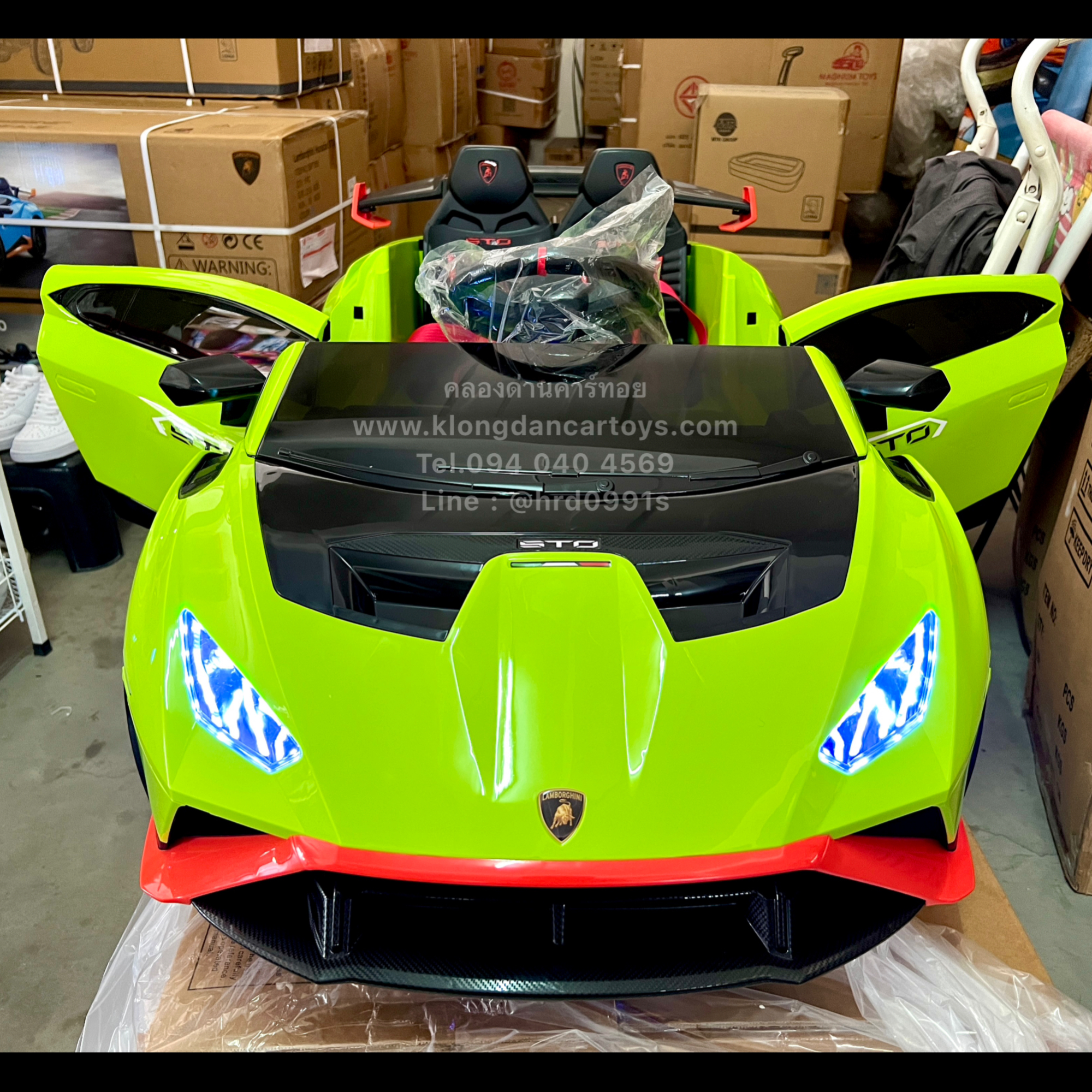 *ลิขสิทธิ์แท้*รถแลมโบกินีHuracanSTO*ดริฟได้, มอเตอร์แรง120W* (2มอเตอร์ แบต12v10a, มีโช้คนิ่ม, มีรีโมทบูลทูธ, เปิดประตูได้) สวยเท่ส์เครื่องแรงจัด