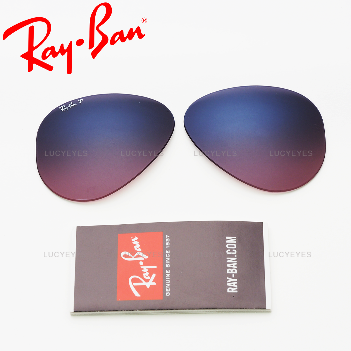 เลนส์ RAYBAN แท้ 100% RB3025 , AVIATOR, เลนส์สีน้ำเงิน-ชมพูไล่สี Polarized