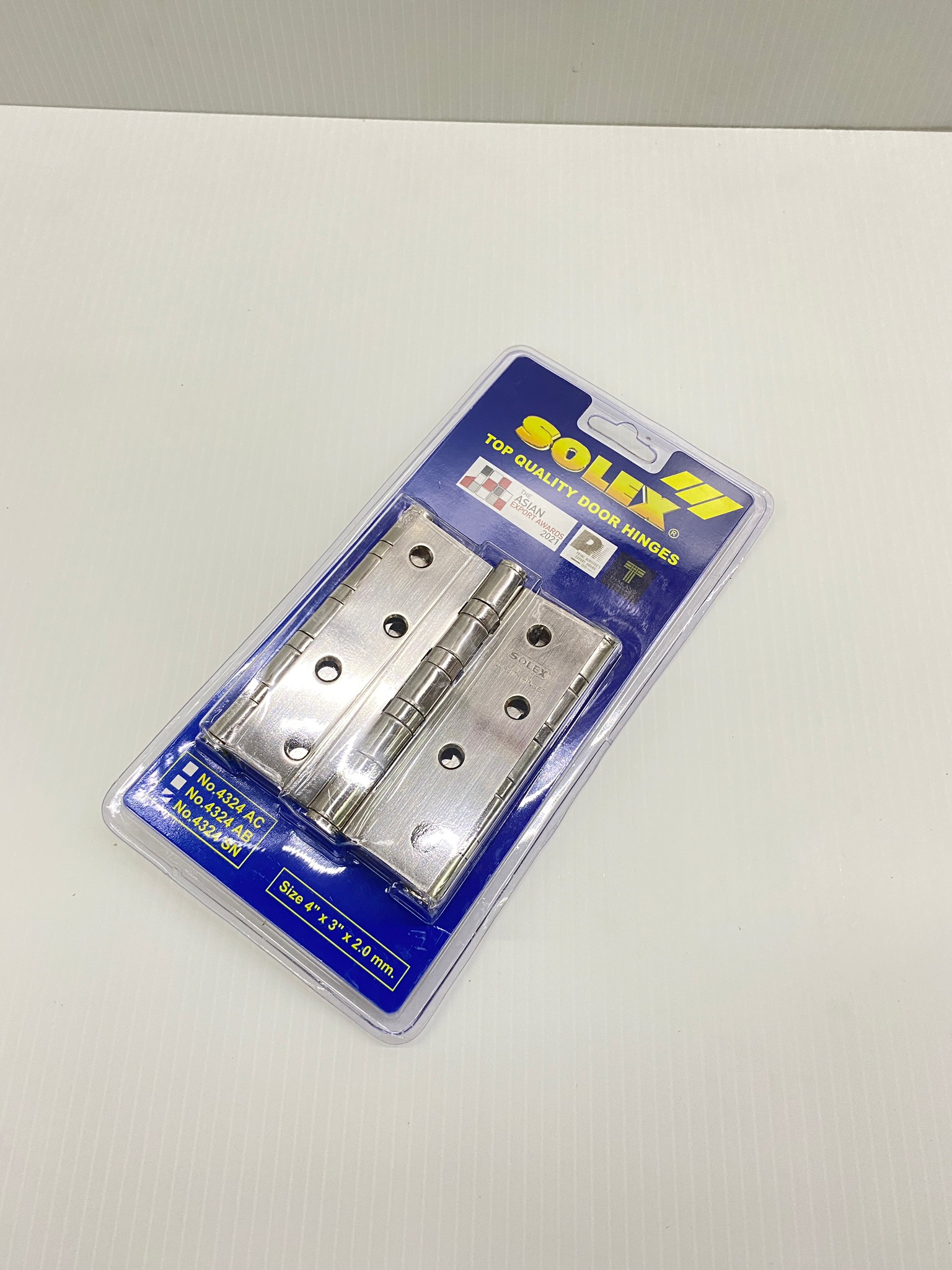 SOLEX บานพับประตู สแตนเลส No. 4324 SN (แพ็ค 3 ชิ้น)