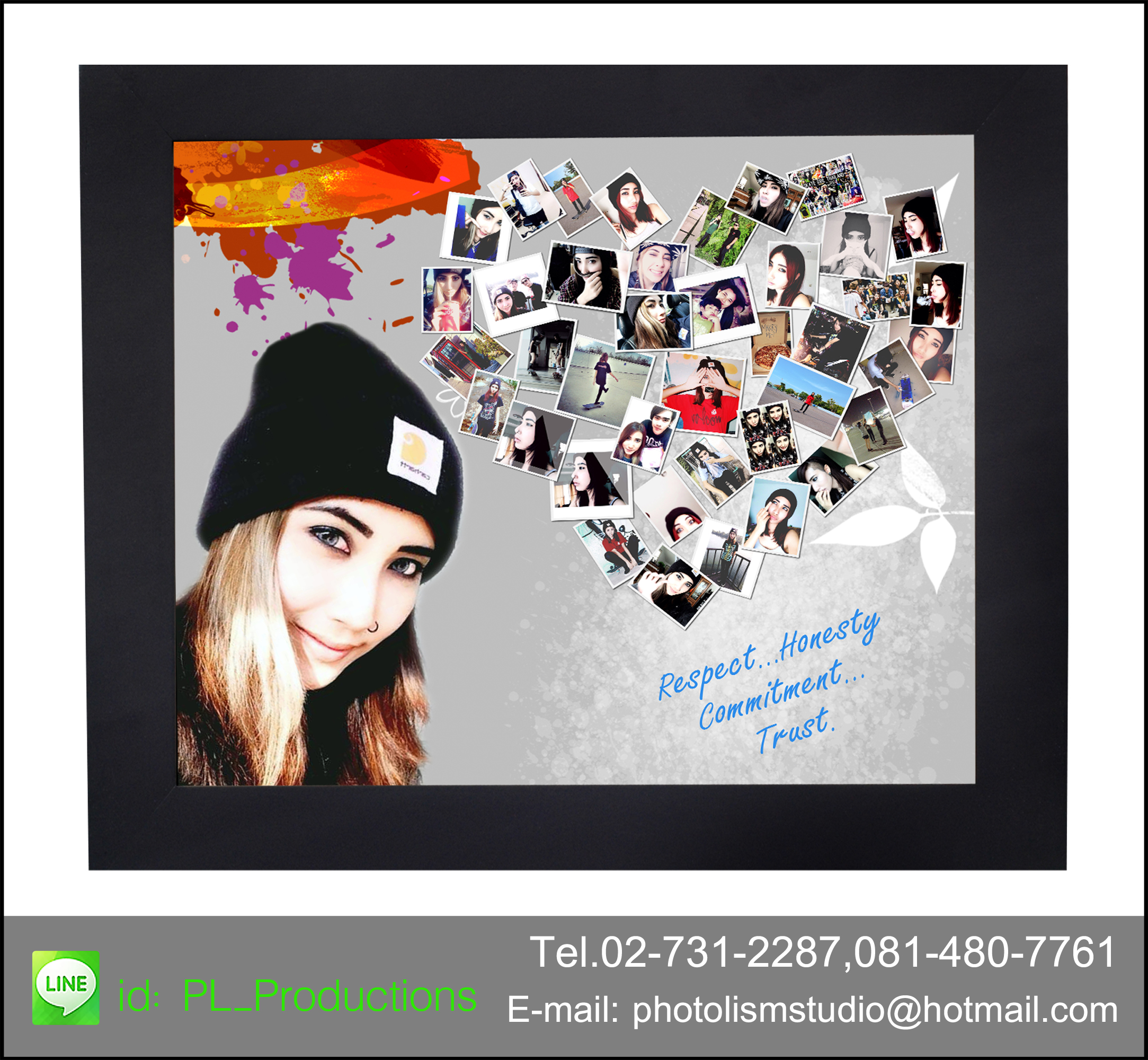Photo Mix ขนาด 20x26" กรอบไม้สีดำ เคลือบร้อน