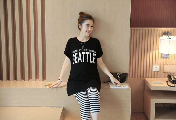ชุดเสื้อคลุมท้อง+กางเกง 5ส่วน ลายน่ารัก เสื้อเป็นผ้ายืดนิ่มใส่สบาย M,L,XL,XXL