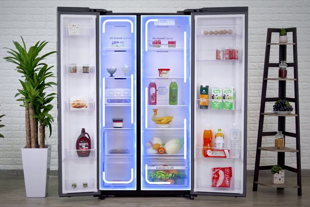 ตู้เย็นไซด์บายไซด์ SAMSUNG 22.1Q สีดำ มีระบบกดน้ำ รุ่น RS65R5691B4/ST