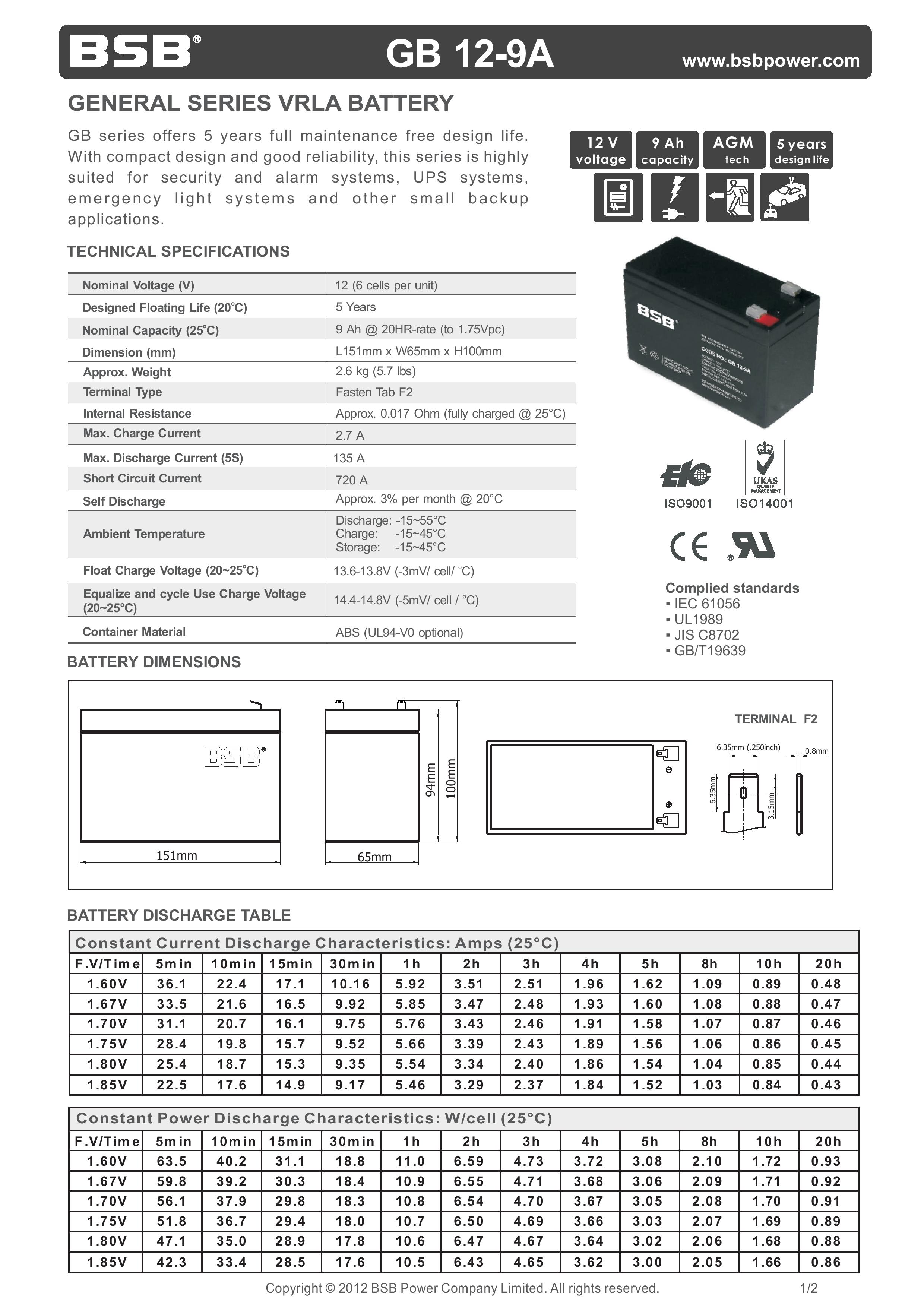 12v 9ah BSB (10ก้อน)