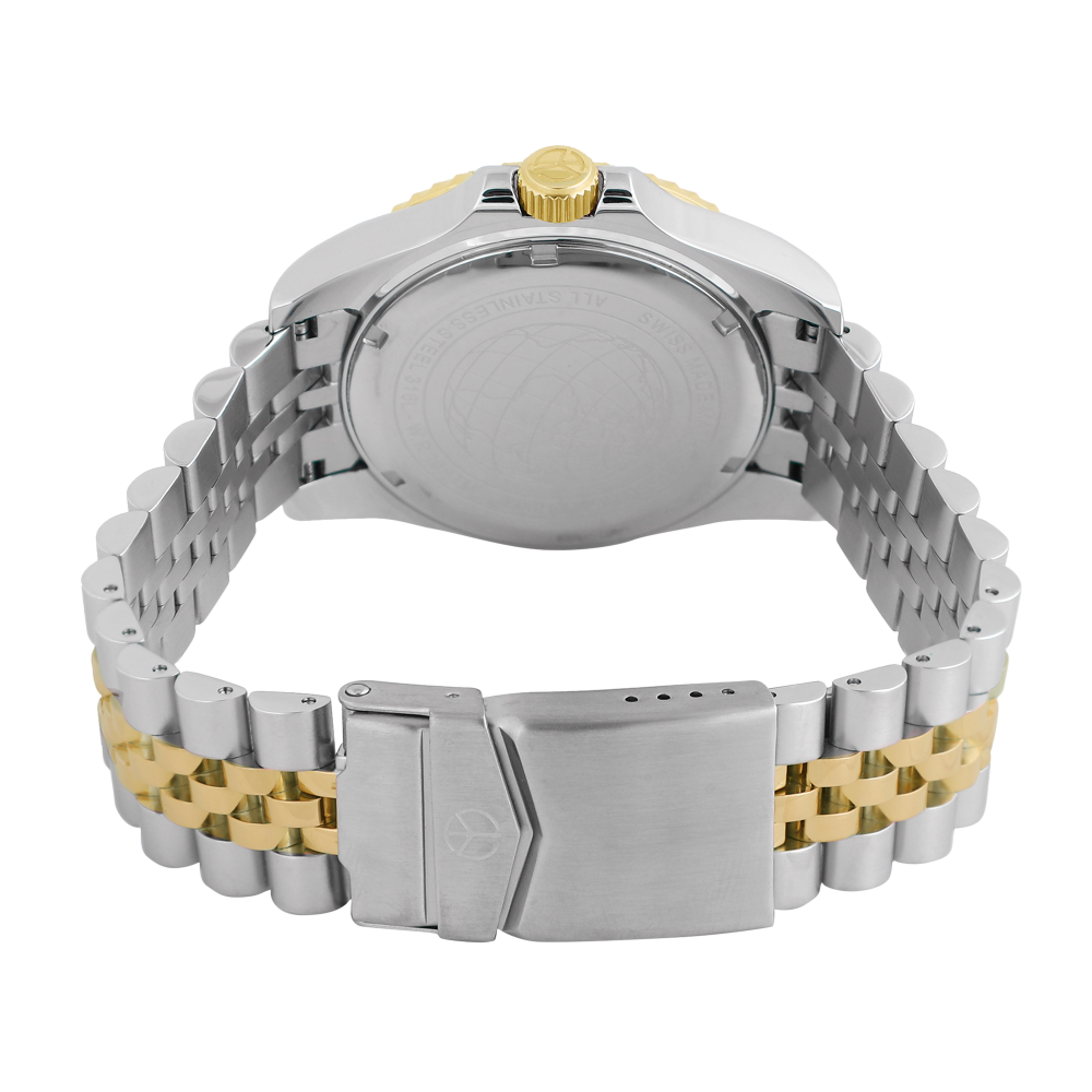 Mathey-Tissot H903BBV นาฬิกาผู้ชาย Vintage GMT Two-Tone Green Quartz Men's Watch