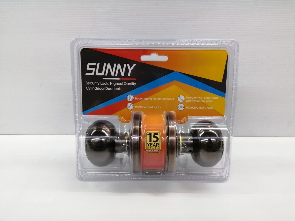 ลูกบิดสแตนเลส ลูกบิดประตูห้องนอน (มีกุญแจ) สีรมดำ SUNNY รุ่น 9216BN