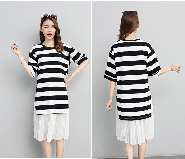 ชุดคลุมท้องเปิดให้นม แขน3ส่วน ผ้าเนื้อนิ่ม ช่วงกระโปรงซ้อนด้วยผ้าชีฟองอัดพรีท สวยมาก M L XL XXL