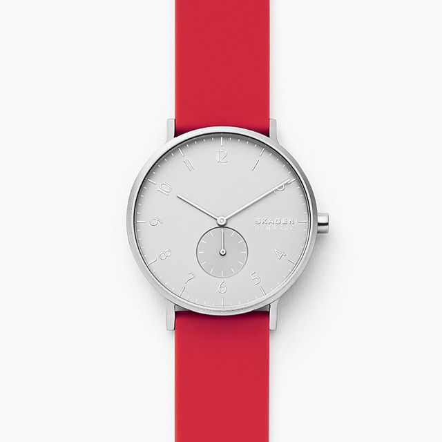 Skagen SKW1120 นาฬิกาผู้ชาย Aaren Kulor Three-Hand Multi-Colored Silicone Quartz + Set Watch Strap Men's Watch