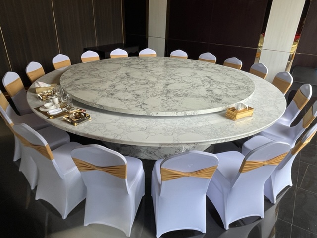 Round Table 圆桌会议 餐桌 中式餐桌 配有旋转镜组 โต๊ะกลมหินอ่อน ขนาด 360 cm.จานหมุน 280 cm.รางหมุน ฐานรองหมุน 50 นิ้ว เก้าอี้ 20 ตัว
