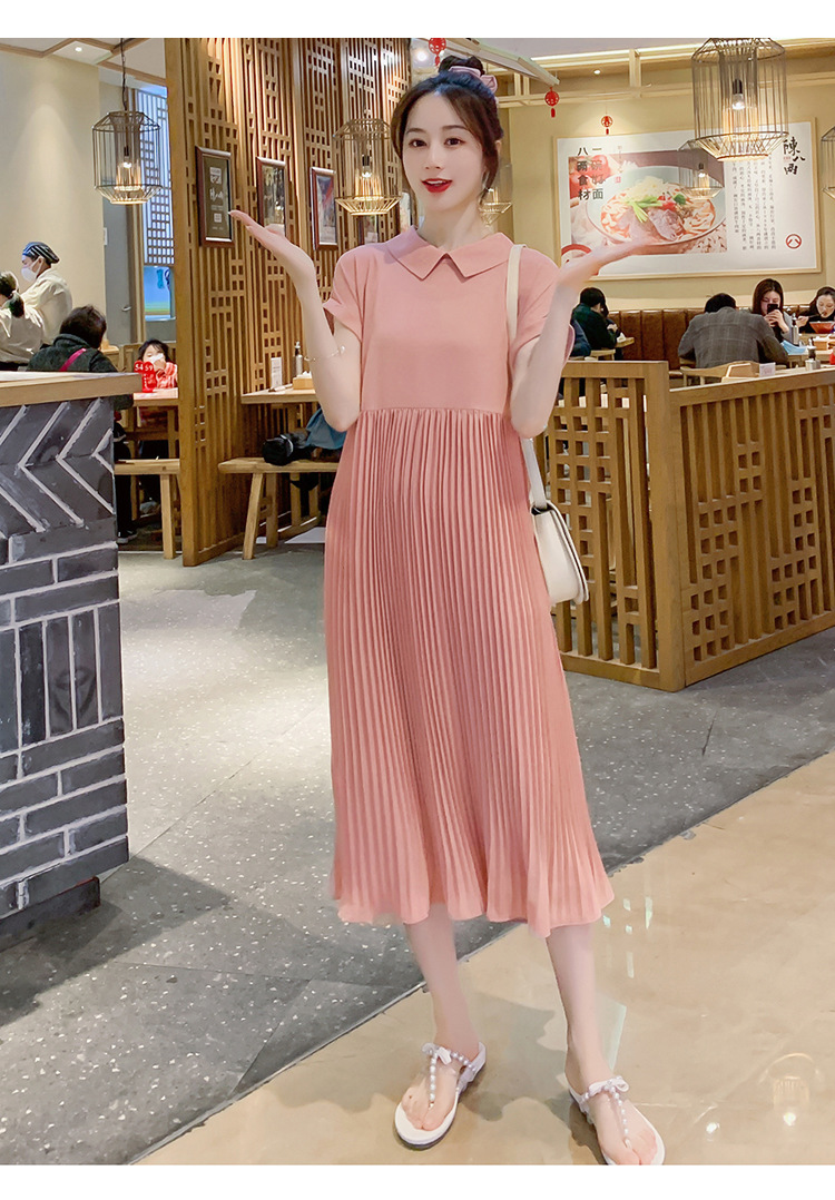 เดรสคลุมท้องแฟชั่น ผ้าชีฟองช่วงพรีทมีซับในอย่างดี ช่วงคอทำปกสวยค่ะ ผ้านิ่มมีน้ำหนัก ใส่ได้ถึงคลอด M L XL XXL