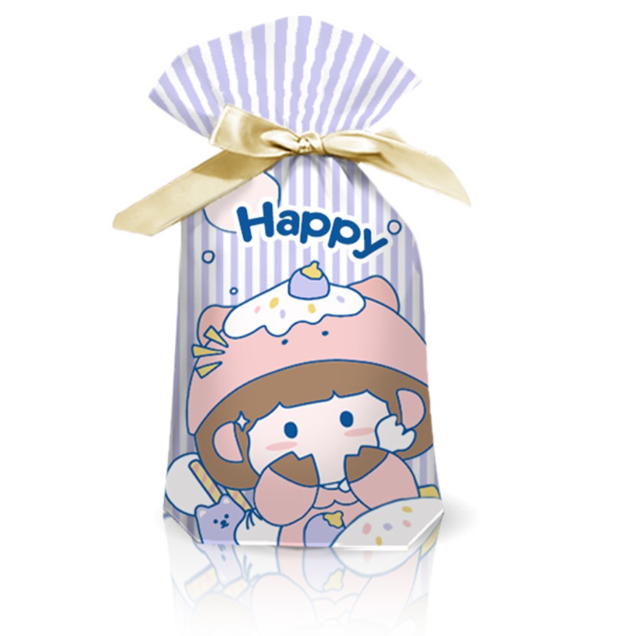 ถุงหูรูดริบบิ้น ใส่คุ๊กกี้ บิสกิต ขนมปัง เบเกอรี่ ขนาด 23x15 ซม.(มีก้นถุง) แพ็คละ 47-50 ใบ