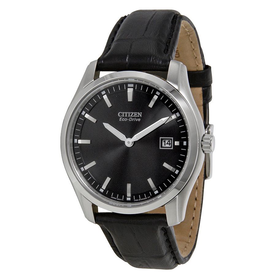 Citizen AU1040-08E นาฬิกาข้อมือผู้ชาย Eco-Drive Black Leather Men's Watch