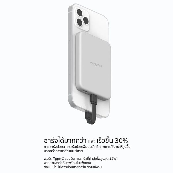 แบตสำรอง Eloop Orsen EW50 4200mAh Wireless Charger ชาร์จไร้สาย 15W