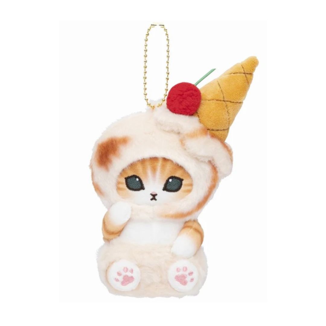 [PRE-ORDER] พวงกุญแจ ตุ๊กตา แมวโมฟุ ไอติม คาราเมล mofusand Ice Nyan Mascot (Caramel)